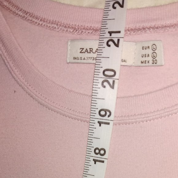 Zara light pink T-shirt. Has a small spot on back left near hem. Size L. - Picture 5 of 11
